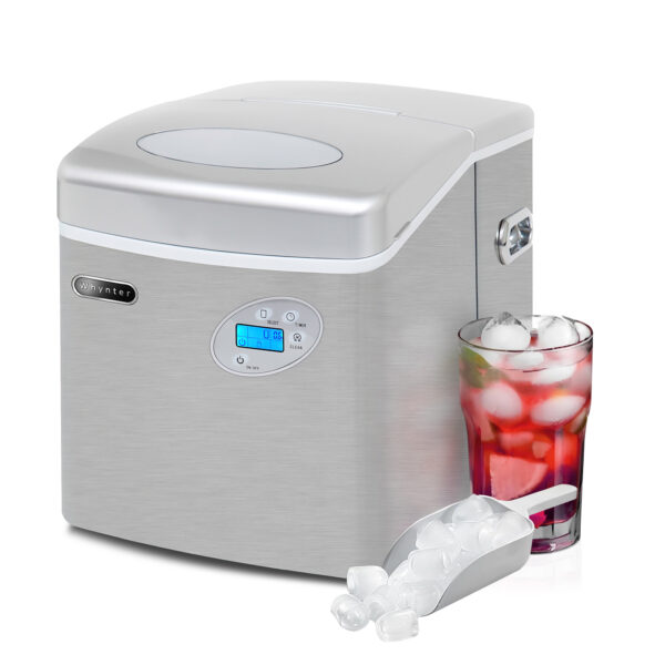 Whynter IMC-491DC Portable Ice Maker with 49lb Capacity Stainless Steel with Water Connection