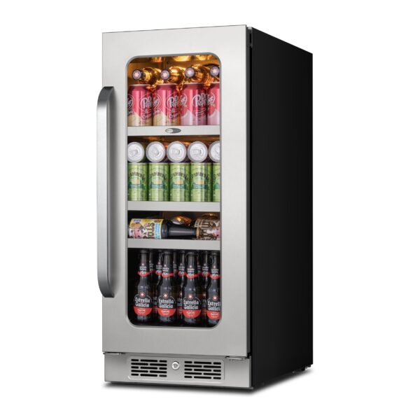 Whynter BSR-080SB 15 inch Built-ln 80 Cans Undercounter Stainless Steel Beverage Fridge with Reversible Door, Digital Control, Lock, and Carbon Filter